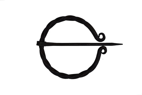 Hand-Forged Medieval design Twisted O shape brooch with clock pin unisex for cloak shawl and scarf...