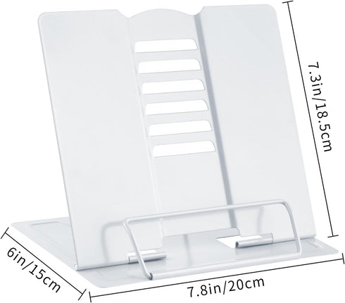 MSDADA Desk Book Stand Metal Reading Rest Book Holder Adjustable Cookbook Documents Holder Bookstands for Recipes Textbooks Music Books Birthday G...