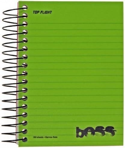 Top Flight Boss Poly Cover and Black Wire Chub Wirebound Notebook, College Rule, 180 Sheets, Color May Vary (43005)...