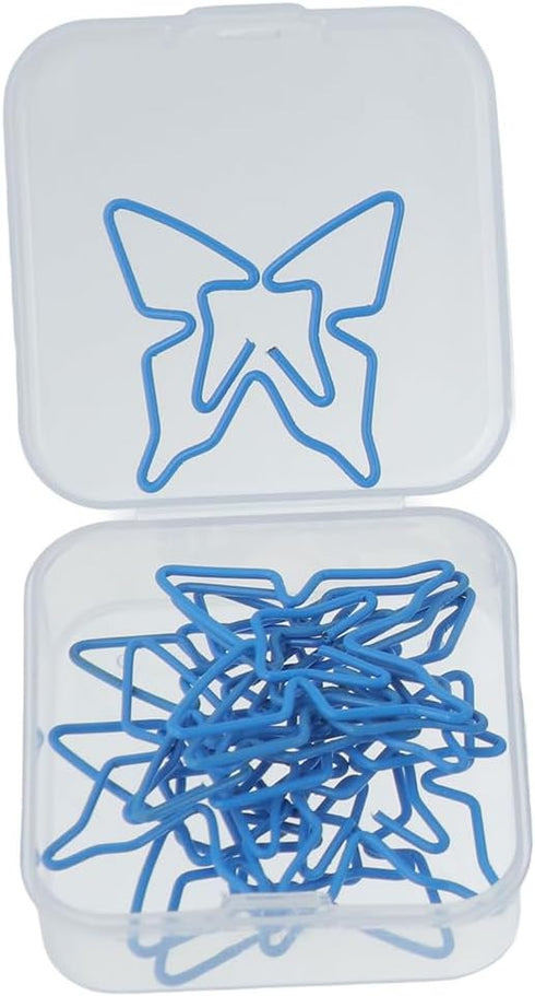 40 pcs Butterfly Shaped Paper Clips, Blue Butterfly Paperclips, for Office Supplies Wedding Invitations Crafts Photo...