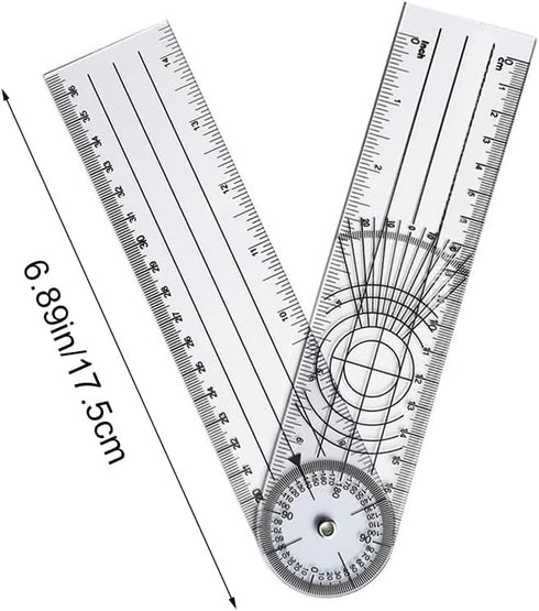 Clear Plastic Goniometer Angle Measuring Tool Protractor Finder Quick 360 Degree 7'' Arms Folding Ruler Office Measuring Drawing Woodworking Desig...
