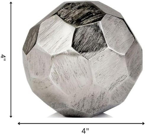Modern Day Accents 3618 Facetado Silver Sphere, Filler Balls, Home Office, Room Decor, Desk, Tabletop, Modern Home Decor, Centerpiece, Decorative ...