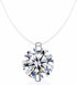 S925 Round fish line two claws Cut Clear Cubic Zirconia Pendant Necklace Silver...
