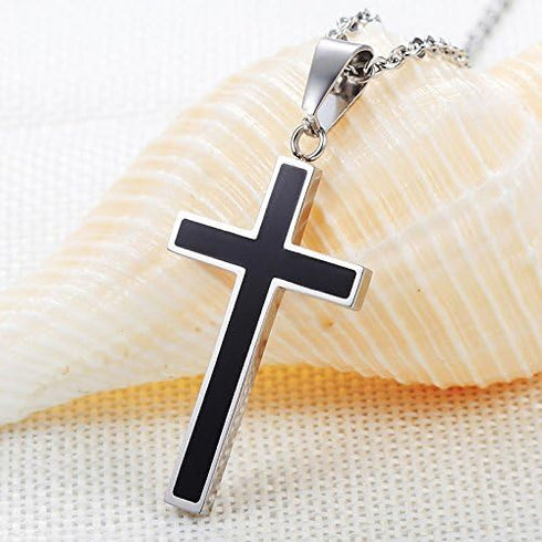 Honeystore Unisex Titanium Steel Rolo Chain Crucifix Cross Pendant Easter Prayer Necklace...