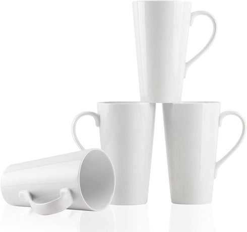 Large Coffee Mugs Set, 16 OZ Tall Coffee Cups with Handle, White Coffee Mugs Set of 4 for Coffee, Tea, Cocoa, Latte, Milk...