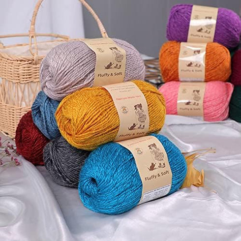 3-Pack Fluffy Wool Blend by Yonkey Monkey. Knitting Crochet DIY Art Crafts (Tan Orange 033)......