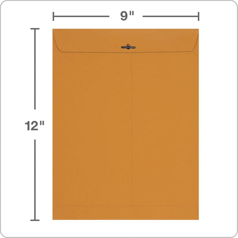 Columbian 9 x 12 Clasp Envelopes, Gummed, 24 lb Kraft Multipurpose Envelopes for Mailing, Storing or Filing Documents, 25 per Pack (COLO340)...