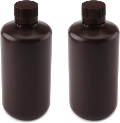 Othmro 2Pcs 33.8oz Plastic Containers Lab Chemical Reagent Bottles, 1000ml Small Mouth Liquid Solid Storage Bottles Round Sample Storage Container...