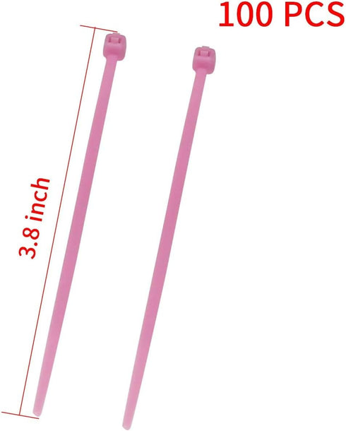 URBEST 100 Pcs Self Locking Wire Cable Zip, Tie Fasten Wrap 4 Inch Nylon Zip Tie (100, Pink)...