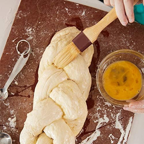 Boao 4 Pieces Natural Bristle Pastry Brush Beech Wooden Handle Basting and BBQ Brushes for Cooking, Butter, Oil, Egg, Marinade, Grilling, Baking, ...