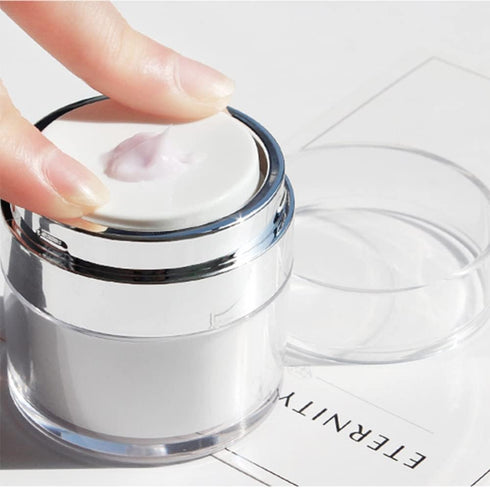 Airless Pump Jars Refillable Airless Travel Lotion Jar With Lid New Empty Airless Cosmetic Container for Thick Moisturizer Skincare Cream White...