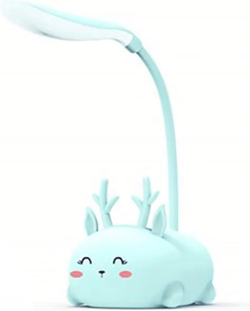 Cute Elk Lamp USB Rechargeable Reading Light,LED Desk Lamp for Kids, Portable LED Table Light, Flexible Gooseneck Eye-Care Cartoons Small Desk Lam...