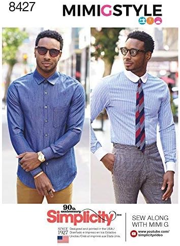 Simplicity US8427BB Men's Fitted Dress Shirt with Collar Sewing Patterns by Mimi G, Sizes 44-52...