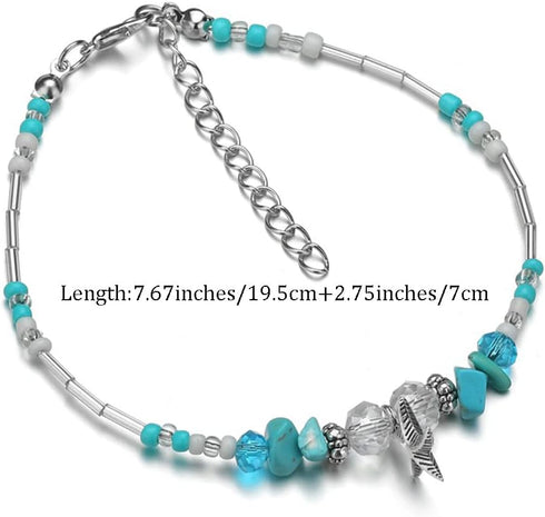Boho Starfish Anklet Conch Shell Turquoise Foot Chain Beach Foot Jewelry Chain for Women...
