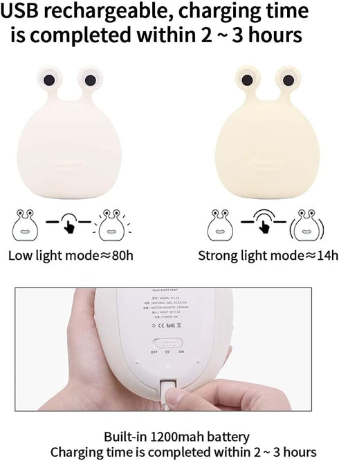 MUID Original Authentic Slug Night Light, Nursery Squishy Lamp, Silicone Light for Classroom, Cute Animal Bedside Lamp for Baby Kids Teens, Soft L...