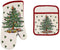 Spode Christmas Tree Oven Mitt and Pot Holder Set...