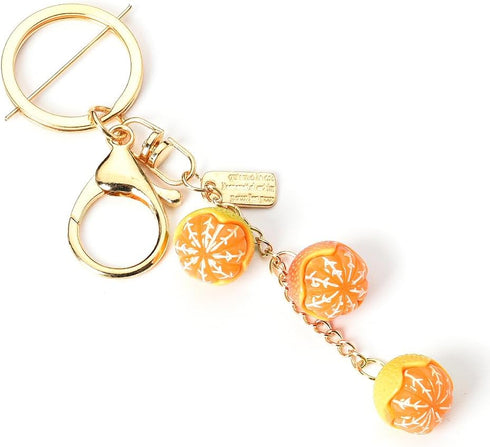 Simulated Food Fruit Orange Keychain Accessories for Women Teen Girls Cute 3D Cartoon Novelty Keychains for Adults Female Gold Resin Purse Car Bac...