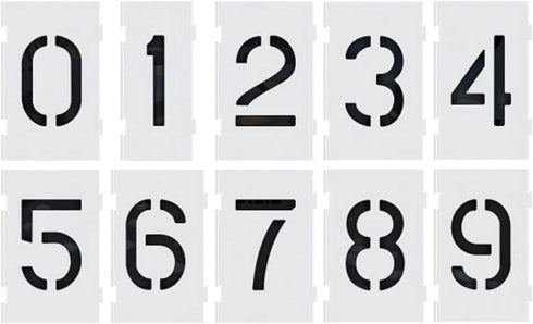 Pavement Stencils 6 Inch Numbers Interlocking Stencil Set, Curb and Median Stencils Templates, Commercial Stencils, Pro-Grade Material Thicknesses...