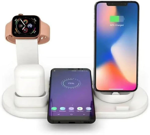 Seamless 4-in-1 Wireless Charging Station: Fast Charging for iPhone 15 to 12 Pro Max, Apple Watch, AirPods & Android Phones | Effortless Charging ...