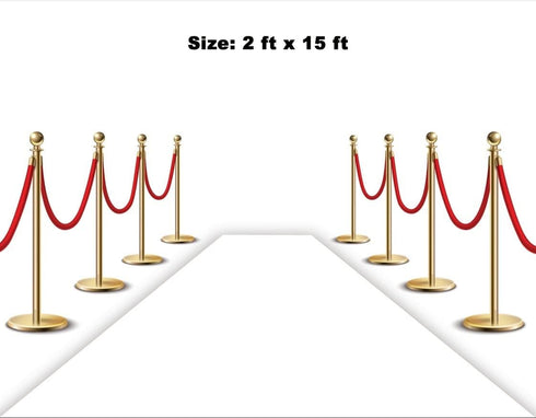 Red Carpet Floor Runner Hollywood Party Decoration Fabric 100 GSM (White, 2x15 Feet)...