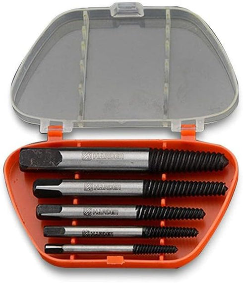 Edward Tools Bolt and Screw extractor set 5 Piece - Hardened Cr-Mo Steel for Easier Removal of Damaged Screws - Includes 5 sizes - Remove Allen bo...