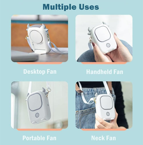 Mini Hanging Neck Fan,Bladeless Handheld Fan Portable USB Rechargeable With Adjustable Length Lanyard?Gift for Women Children(WHITE)...