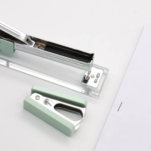 Clear Acrylic Stapler Mint Green Desktop Staple Remover Tool for Standard 24/6 or 26/6 Staples, Acrylic Office Desk Accessories for Women (Mint Gr...