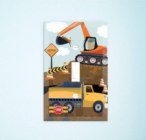 Truck Boys Room Light Switch Cover Plate Kids Decorative Tractor Nursery Teen Toddler Room Decor Bedroom Bathroom Playroom (Construction Truck)...