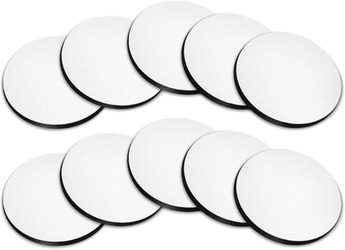 WIRESTER White Absorbent ROUND Fabric Felt Neoprene Sublimation Blank Car Coasters for Drinks (2.87 inches), 10 pcs Set...