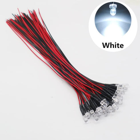 20pcs/lot DC12V F5mm 20cm Round Pre-Wired Water Clear LED Light Lamp Bulb Prewired Emitting Diodes for DIY Home Decoration (RGB Fast)...