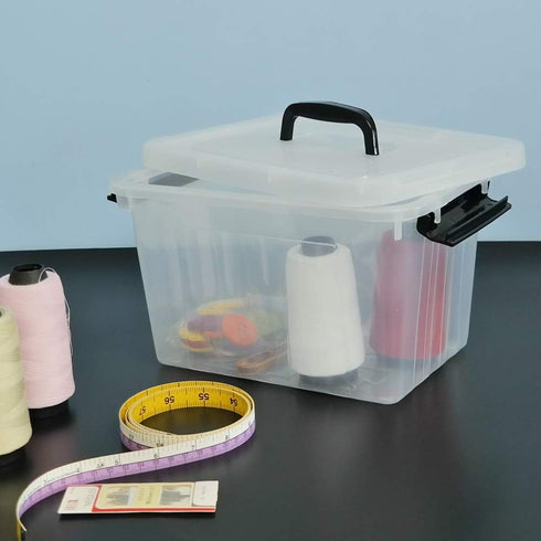 Obstnny 12 Quart&6 Quart Plastic Latching Box With Handles, Clear Storage Bins with Lid...