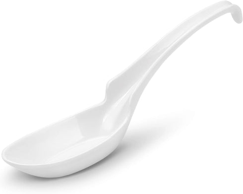 Hiware 12-piece Asian Soup Spoons, Rice Spoons, Chinese Won Ton Soup Spoon - Notch and Hook Style, White...