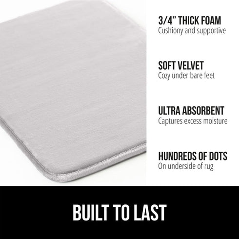 GORILLA GRIP Memory Foam Bath Rugs, Soft Absorbent Velvet Bathroom Mats, Durable Dots on Underside, Machine Washable Bathmat, Carpet Rug Room Deco...
