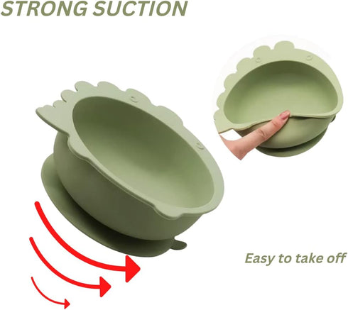 Silicone Suction Bowl for Toddlers - Self Feeding Training and Bowl for Baby and Toddler, Fits for Most Highchairs Trays (Dark rose, Beige) (Dark ...