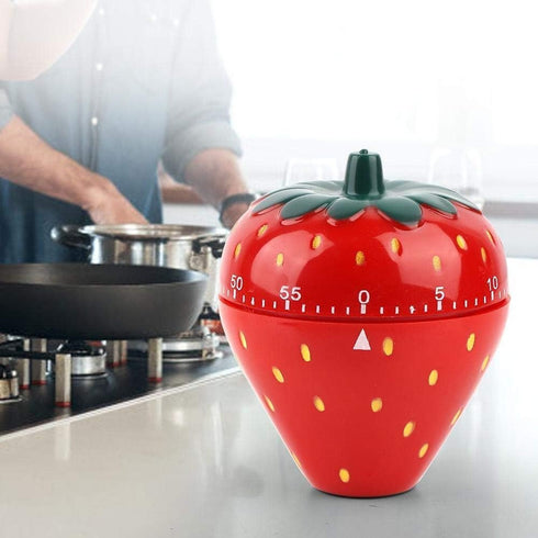 Maxmartt Kitchen Timer Strawberry Shaped Wind Up 60 Minutes Manual Countdown Mechanical Time Reminder No Batteries Loud Ring Cute Strawberry Timer...