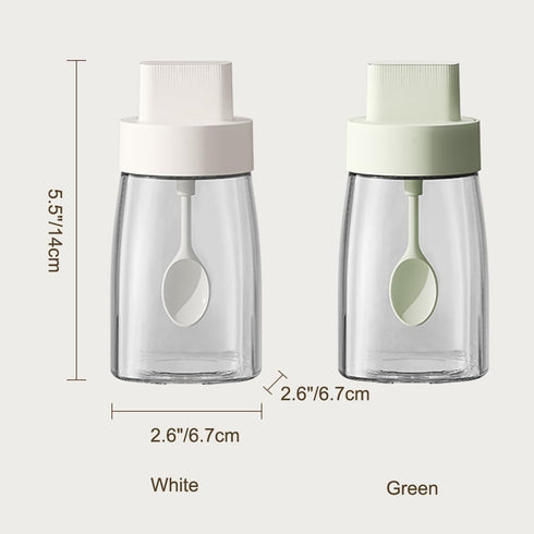Kitchen Sodium Calcium Glass Spice Jars Seasonning Box Set of 3, Condiment Pots Spice Jars, Retractable Spoon and Lid Combination Design, Airtight...