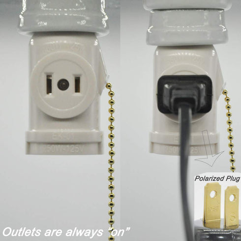2 Outlet Light Socket Adapter,E26 Bulb Socket to Outlet Splitter,Converts Medium Screw Socket into a Socket with Two outlets,Polarized Outlet,with...
