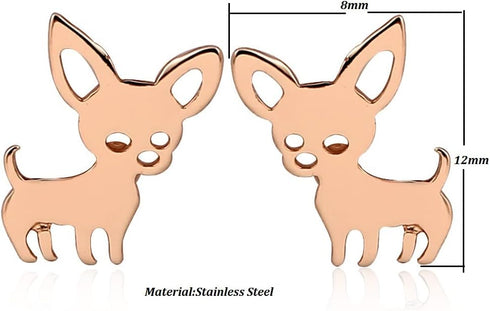 Stainless Steel Chihuahua Puppy Dog Pendant Necklace Earrings for Women Cute Pet Animal Stud Earring Set Jewelry...