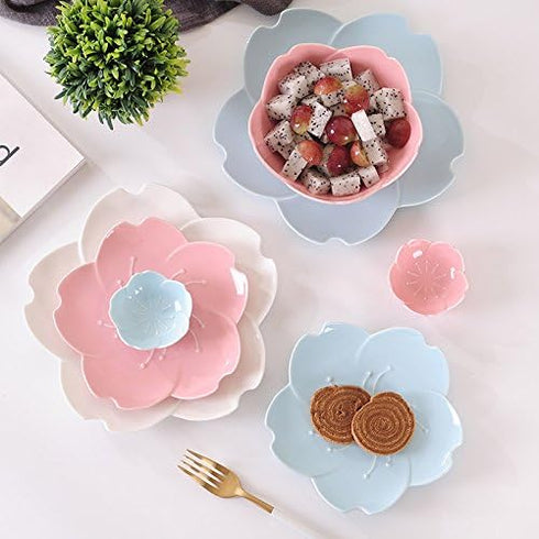 Chic Glossy Sakura Shaped Sauce Dish Sushi Dipping Bowls Appetizer Plates Porcelain Serving Dish Seasoning Dish 3''...