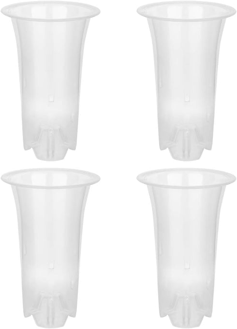Beautyflier 5” Pack of 4 Clear Flower Pot Planter Plastic Orchid Pot with Holes Tall Plant Pots for Home Office Desk Garden Flower Shop Decoration...