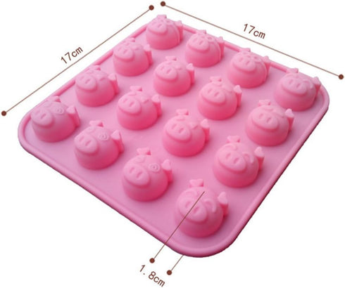 Silicone Chocolate Mold, Silicone Candy Jelly Ice soap Molds Cake Baking Mold of 16-Cavity Cute Animal'Different Face Piggy (2 Sets)...