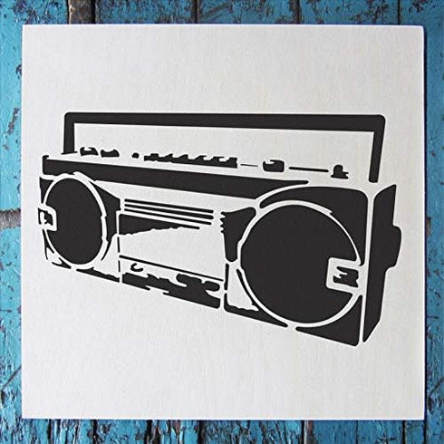 Stencil1 Boombox Stencil 5.75" x 6" - Durable Quality Reusable Stencils for Drawing Painting - Music Stencil Urban Graffiti Decorating Items and D...