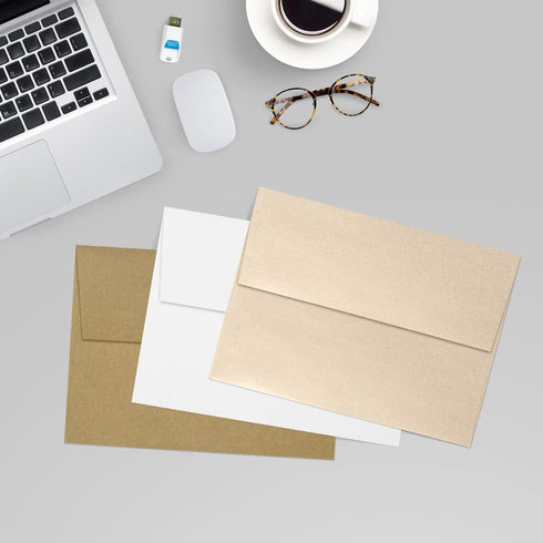 LUXPaper A7 Invitation Envelopes | Peel & Press | 5 1/4" x 7 1/4" | Taupe Metallic | 80lb. Text | 50 Qty...