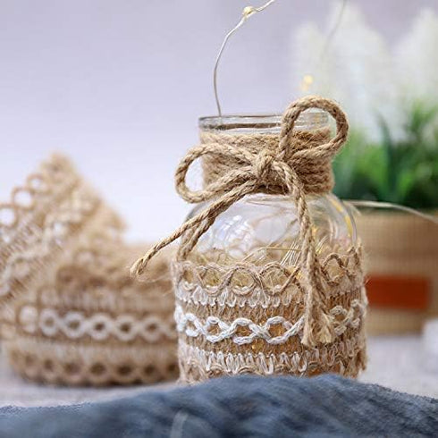 Christmas Burlap Lace Trim Natural Burlap Lace Ribbons for Crafts, Burlap Lace Ribbon for Wedding Decoration and DIY Craft Home Party Decoration (...