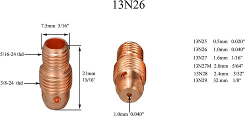 RIVERWELD TIG Collet Body Aluminium Cup Assorted Sizes Fit PTA DB SR WP 9 20 25 TIG Welding Torch Consumables 53pcs...