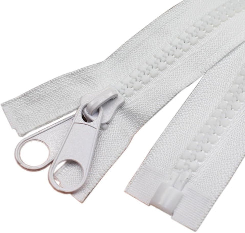 YaHoGa #10 100 Inch Separating Large Plastic Zippers White with Double Pull Tab Slider Heavy Duty Zippers for Sewing, Sleeping Bag, Boat, Marine, ...