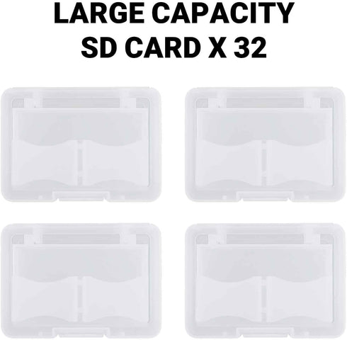 Slot Portable SD Card Case, 4 Individual Transparent Plastic Memory Card Cases, Holds a Total of 32 SD Cards, waterproof and Dust Resistant SD Car...
