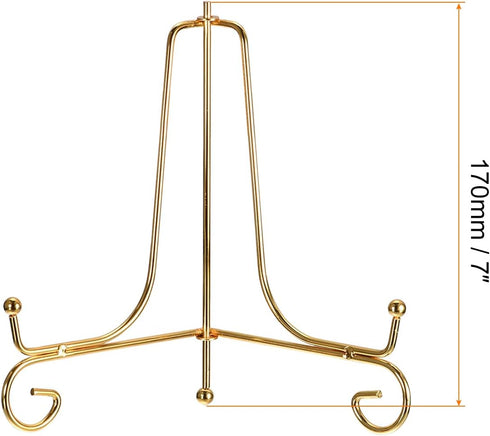 uxcell Plate Stand for Display, 7 Inch 2Pcs Iron Decorative Plate Holder Metal Easel Folding Display Stand for Photo Picture Frame, Gold...