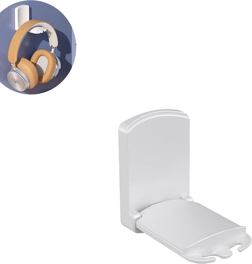 Headphone Stand - Foldable Headset Wall Mount Holder Adhesive Gaming Headphone Hanger Hook Earphone Clamp for Most Headphone (White), HK-01-WH...