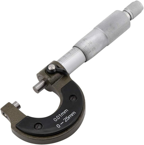 Outside Micrometer, Alloy Professional Metric Inch Measuring Tool Set High Precision Graduation Thickness Gauge 0.01mm Resolution Accuracy 0 to 25...